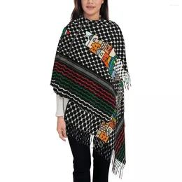Scarves Women's Scarf With Tassel Palestine Palestinian Map Long Winter Warm Shawl And Wrap Kufiya Hatta Pattern Sacred Pashmina