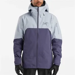 Arcterys Hardshell Jacket Zeta Sl Men's Outdoor Sports Clothing Charge Coat Rush Waterproof Warm Breathable Soft Shell Windproof Ski Grey Purple Lucent/multiverse