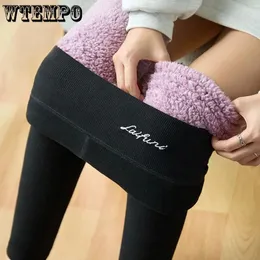 Kvinnor Leggings vinter tjock sammet termiska byxor för kvinnor med fleece polar benhög midje droppe 231018