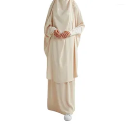 Roupas étnicas Conjunto Muçulmano Hijabs Vestido Grande Tamanho Médio Oriente Robe Cor Sólida Abayas para Mulheres Turco Marroquino Kaftan Femme Musulman