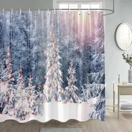 Weihnachts-Duschvorhang – Niedliches Rosa Design Mit Weihnachtsmann & Zuckerstangen, Wasserdicht