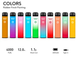 オリジナルTastefogグランド4000パフ使い捨てベイプペン電子タバコ2％12ml 650mah 10フレーバー卸売