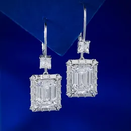 Prezioso orecchini pendenti con diamanti Moissanite 100% veri gioielli in argento sterling 925 orecchini pendenti con fidanzamento per le donne