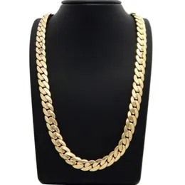 MENS MIAMI Cuban Link Chain 12mm 14k Gold Plated 24 Necklace269J