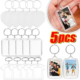 Keychains 5st Creative Transparent Insert Po Keychain DIY Split Ring Key Personlig Akrylbild Ram Par Gift