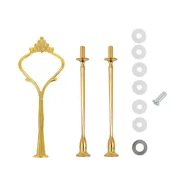 Annan servis fashionabla europeiska stil 3 Tier Cake Plate Stand Handtagande Sier Gold Wedding Party Crown Rod EWF5659 Drop de DHPKK