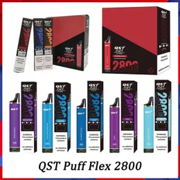 Original QST Puff Flex 2800 Puffs E Cigarette Disposable Vape Pen Kits 2% 5% 2800 Puffs 8ML Prefilled 28Flavors