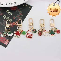 Anime Cute Christmas Series Key Chain Lovely Santa Claus Bell Snowflake Doughnut Pendant Keyring Accessories Xmas New Year Gift