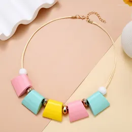 Pendant Necklaces Baby Pink Sweet And Charming Candy Color Bib Pendants Statement Geometric Wooded Necklace For Women Party
