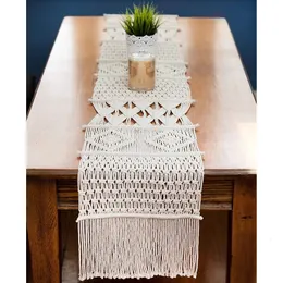 Masa Runner Macrame Masa Runner Boho Düğün Dekoru El Dokuması Vintage Farmhouse Bohemian Yemek Odası Tarzı Süslemeleri 231019