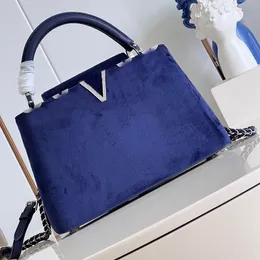 كيس سلسلة منسوجات مخملية حقيبة حقيبة كريستال مصممة مصممة أعلى مرآة الجودة الكلاسيكية راينستون رفرف اليدين حقيبة الكتف