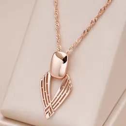 Chokers Kinel Fashion Glossy Pendant Necklace for Women Unusual Geometry Hollow 585 Rose Gold Color Ethnic Bride Daily Fine Jewelry 231020