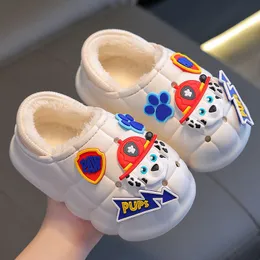 Barking team children's slippers Winter boys and girls warm cashmere bags with parent-child infants 1-3 years old 2 baby cotton shoes white