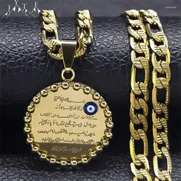 Hänge halsband mäns turkiska onda blå öga islamiska muslimska halsband rostfritt stål guldfärg Koran arabiska hiphop smycken nxxxxs05
