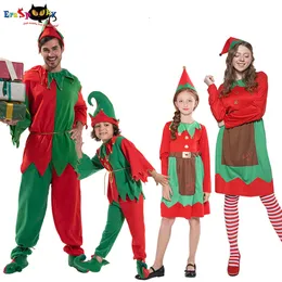 Cosplay Eraspooky Família Noel Adulto Elf Traje para Crianças Santa Ajudante Fantasia Vestido de Natal Festa de Carnaval Girlcosplay