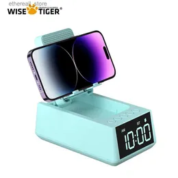 مكبرات صوت الهاتف الخليوي Wisetiger هاتف قابلة للطي حامل Bluetooth مكبر صوت BT 5.3 مربع الصوت اللاسلكي مع HOUN ARALL CLOCK 12H عرض رئيس المنزل Q231021