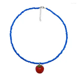 Pendant Necklaces Acrylic Tomato Bead Necklace Adjustable Length Fashion Bohemian Clavicle Chain Beaded Choker Jewelry For Women