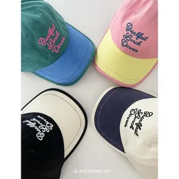 Ball Caps Contrast Patchwork Vintage Brushed Cotton Baseball Cap Women's Big Head Circumference Lovers Wild Face Looking Small ed 231019