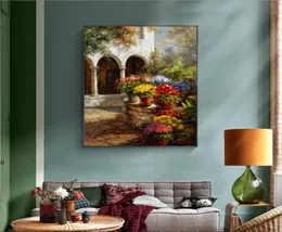 Gemälde Retro Garten Landschaft Blume Ölgemälde Druck auf Leinwand Nordic Poster Wandkunst Bild für Wohnzimmer Home Decoratio7568056