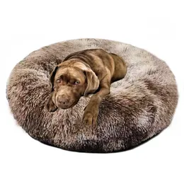 Kennels & Pens Kennels Pens Long Plush Calming Pet Bed For Cat Or Dog Round Mat Cats House Nest Soft Basket Cushion Portable Pets Supp Dhl07