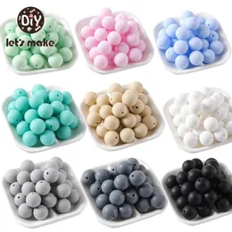 Tänder leksaker låt oss göra 100st perle silikonpärlor 15 mm baby teether runda pärlor mat klass pärlor diy bpa gratis pärlor 15 mm silikonpärlor 231020
