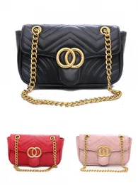 10A Женская дизайнерская сумка на плечо, классическая сумка-тоут, маленькая черная сумка-кроссовер, модная металлическая пряжка G, сумки из натуральной кожи, цепочка металлического розового цвета, косметический тканый лоскут-пазл
