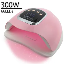Asciuga unghie Lampada per asciugatrice professionale da 300 W per manicure Potente gel UV 66 LED Asciugatura smalto con rilevamento automatico 231020
