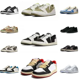 Jumpman 1 Scarpe da basket basse 1s Lows Reverse DARK Mocha Olive Nero Travis Fragment X Bred Toe Panda UNC True Blue Uomo Donna Scottss Designer Golf Olive Scarpe sportive