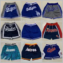 Team Baseball Shorts bara Don Sport Wear Pants With Pocket dragkedja Sweatpant Blue White Black Men Stitch High Quality