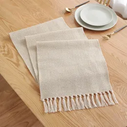 Table Runner Nordic Style Table Runner Handmade Weave Tablecloth Household Decoration Tassel Cotton Tea Table Cover Coffee Table Flag 231019