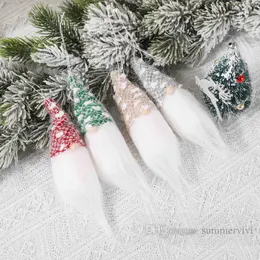 Ciondolo piccolo per bambola lavorata a maglia con decorazioni natalizie Ciondolo per bambola albero di Natale Ciondolo per anziani senza volto di Natale Set da 4 pezzi Z4789