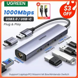 Wi-Fi Finders UGREEN USB Ethernet-адаптер 1000 100 Мбит/с USB3 0 HUB RJ45 Lan для портативных ПК Windows USB C Сетевая карта 231019