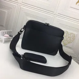 Siyah çiçek lüks tasarımcı messenger çantası kabartmalı gölge yumuşak deri erkek crossbody çantalar 2 parça kese sac deosager iki set moda272w