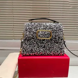 Borsa di lusso alla moda con lettera V Borsa con diamanti Borsa a tracolla DONNA Moda Borse a tracolla rimovibili luccicanti Borse con paillettes Borsa a mano Borsa da sera per feste