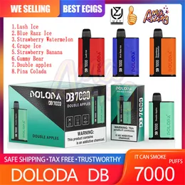 Original DB7000 Puff Descartável Vape Pen Cigarros Eletrônicos 14ml Pod Mesh Bobina 500mAh Bateria 0% 2% 3% 5% Dispositivo Puffs 7K Vape Kit