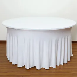 Pano de mesa Ruffled Round Spandex Wedding Covers Stretch Saia Linens Party Event Decoração 231019