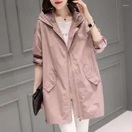 Trench da donna 2023 Primavera e autunno Cappotto allentato coreano di media lunghezza Moda All-match Giacca a vento sottile Streetwear N50