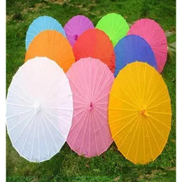 Şemsiyeler Çin renkli şemsiye beyaz pembe şemsiye Çin geleneksel dans rengi şemsiyesi Japon ipek düğün props2873542 drop dhhls