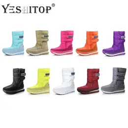 Buty kobiety śnieżne buty z wodoodporną powierzchnią i wygodną podeszwą TPR do zimowego rozgrzewki z buty klamry żółte 231019
