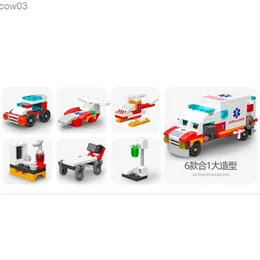 Blocks NEW Ambulance Escort Car Helicopter Paramedic Doctor Mini Loader Truck Classic Model Building Blocks Sets Bricks Toy City R231020