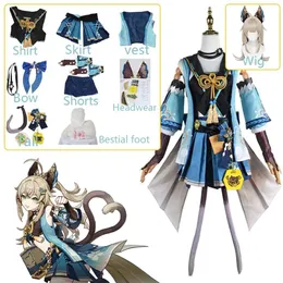 XS-3XL Stokta Genshin Etki Tam Set Rol Oynatma Aksesuarları Kirara Cosplay Wig Costumecosplay