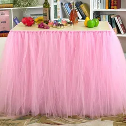 Table Skirt Tutu Tulle Table Skirt Wedding Party Tulle Tableware Cloth Baby Shower Birthday Event Banquet Decor 231019