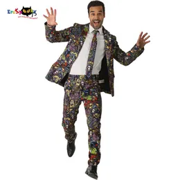 cosplay Eraspooky Funny Cartoon Monster Cosplay Men's Suits Halloween Costume Adults Club Wear Carnival Party Blazer Jacket Tie Suitcosplay