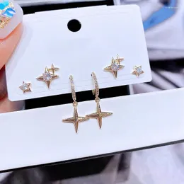 dangle earrings 12セット/ロットエレガントな星のイヤリング女性のジルコンジュエリーのためのセット