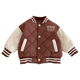 Casaco de inverno crianças casaco de beisebol engrossar roupas de algodão para bebê menino menina jaqueta urso dos desenhos animados infantil outerwear coreano criança top 0-5t 231020