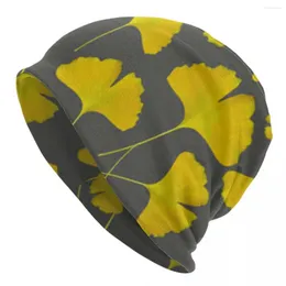 Basker Autumn Winter beanie hatt tunn stickad ginkgo biloba mössor varm motorhuven unisex multifunktion häckning mössa