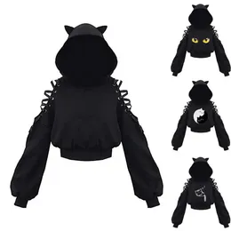 Menina anime dos desenhos animados personalidade dark hip hop japonês  harajuku topos solto casual inverno hoodie