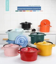 Conjunto de panelas de sopa, ferro fundido, alças esmaltadas alemãs, conjuntos de utensílios de cozinha, material de cerâmica antiaderente 231019