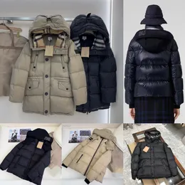 Wysokiej jakości damskie Burrberry Down Coat Designer Parkas 22FW moda zima męska kurtka damska luksusowa litera kraciasty