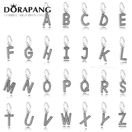 Dorapang 100% 925 prata esterlina 26 letras de um alfabeto charme contas colocação pulseira diy pulseira inteira factory290m